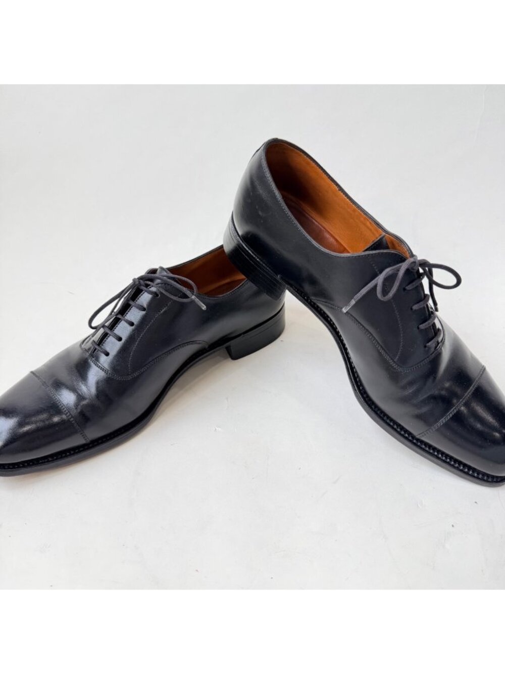 J.M Weston 300 Men's Black Leather Cap Toe Oxford Lace Up Dress Shoes Size 8.5D